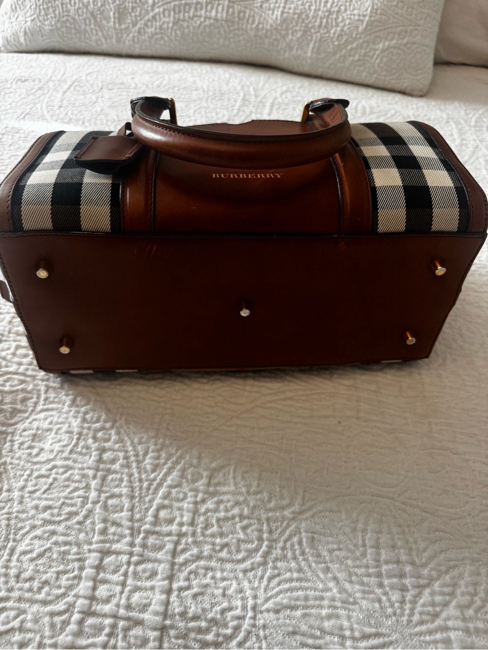 Burberry Brown Leather and Vintage Check Toiletry Bag - Picture 5 of 11